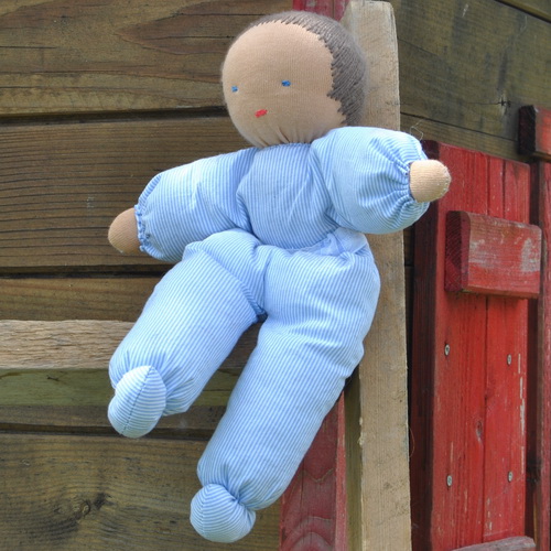 Petit doudou rayé bleu